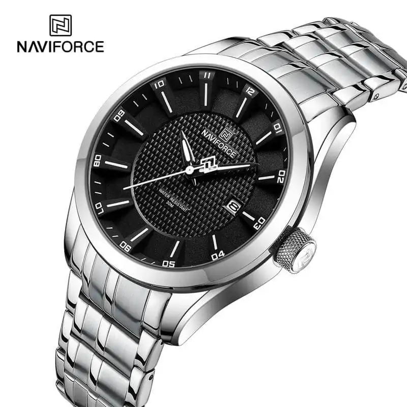 Montre Homme Quartz Calendrier Argent 8032SB