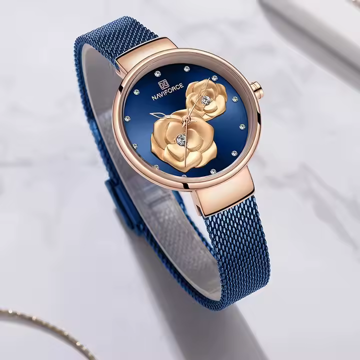 Montre Femme Quartz Bleu Rose Gold 5013RGBEBE