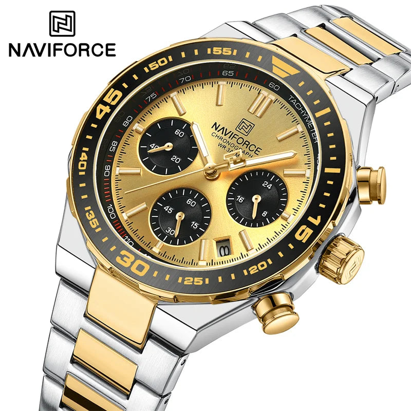 Montre Homme Chronographe Argent Or 8049SGG