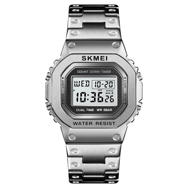 Montre Homme Quartz Numérique Argent 1456SI