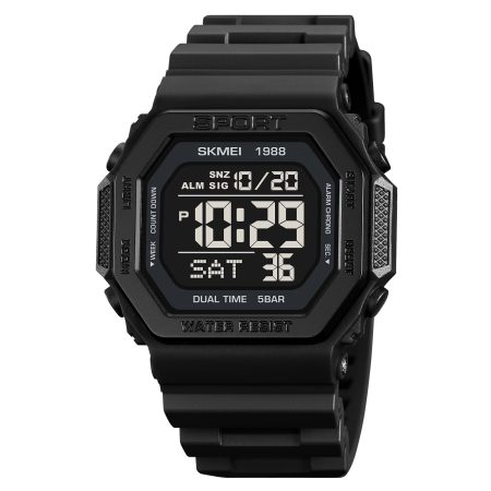 Montre Homme Quartz Numérique Noir 1988BK