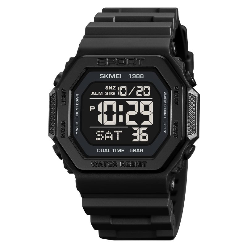 Montre Homme Quartz Numérique Noir 1988BK