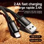 Cable de recharge Tressé iPhone Lightning 2.4A USB-A