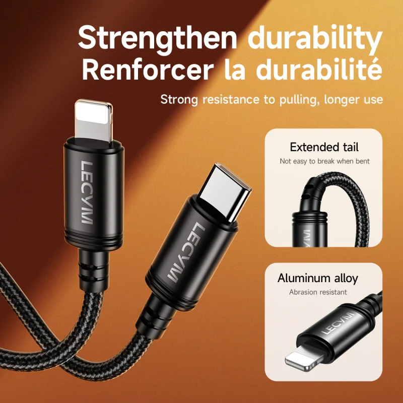 Cable de recharge Tressé iPhone Lightning 2.4A Type-C